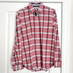 Express Men's Red/Wine Plaid Shirt